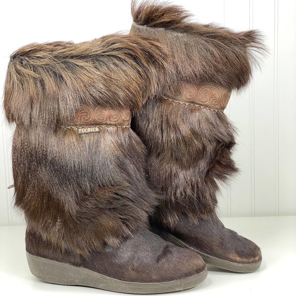 Tecnica Apres Ski Goat Hair Fur Boot Snow Winter 9 - Picture 4 of 12